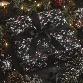 Papel De Presente Natal Flocos de Neve Gótico Escuro