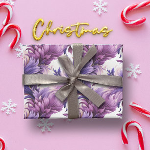 Papel De Presente Natal floral Dourado e roxo Elegante