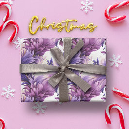 Papel De Presente Natal floral Dourado e roxo Elegante
