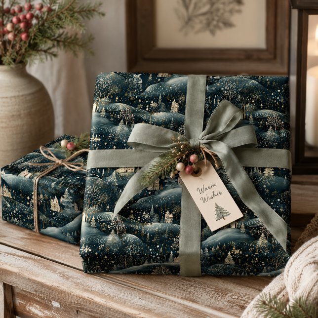 Papel De Presente Natal Floresta de Inverno Caprichoso (Criador carregado)