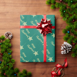Papel De Presente Natal Fofo Bege e Verde
