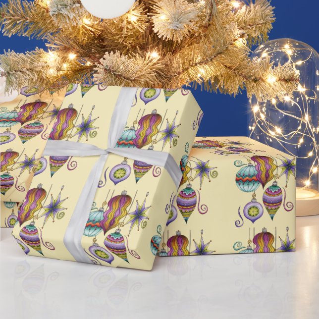 Papel De Presente Natal Fofo, Enfeites de Vidro Elegantes e Chiques (Feriados)