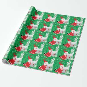 Papel De Presente Natal fofo, Papai Noel cantando e dançando