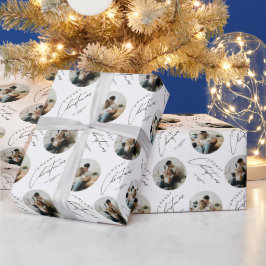 Papel De Presente Natal Foto Círculo Elegante e Fofo Personalizado