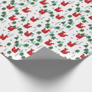 Papel De Presente Natal Fox Holiday Branco