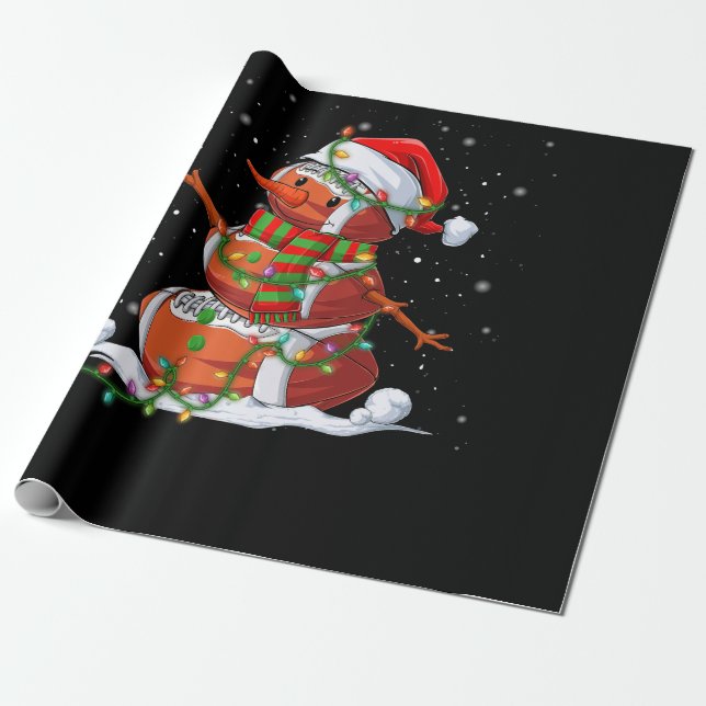 Papel De Presente Natal Futebol Snowman Crianças Natal (Desenrolado)