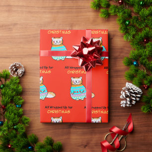 Papel De Presente Natal Gato Caprichoso Alegria de Natal