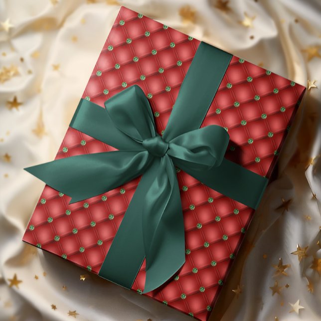 Papel De Presente Natal Glam com Aparência de Colcha Vermelha (Criador carregado)