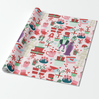 Papel De Presente natal gótico de terror Noiva Frankenstein Múmia