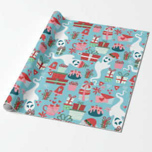 Papel De Presente natal gótico de terror papai noel fantasmas azul