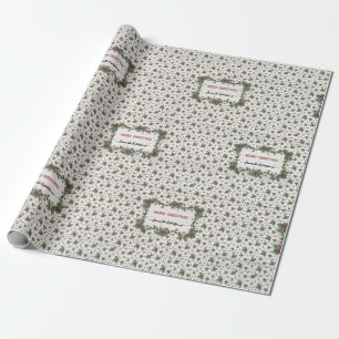 Papel De Presente Natal Holly Mistletoe Pine White Cottage Madeira
