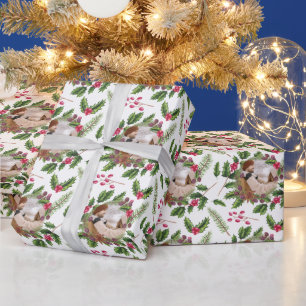 Papel De Presente Natal Holly Wreath Foto Personalizada