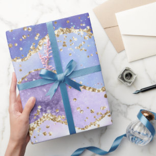 Papel De Presente Natal Holográfico Púrpura Pastel