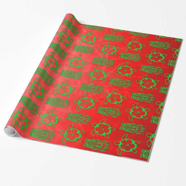 Papel De Presente Natal Honu e Tiki (Desenrolado)