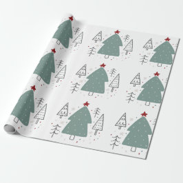 Papel De Presente Natal ilustrado de verde e preto 