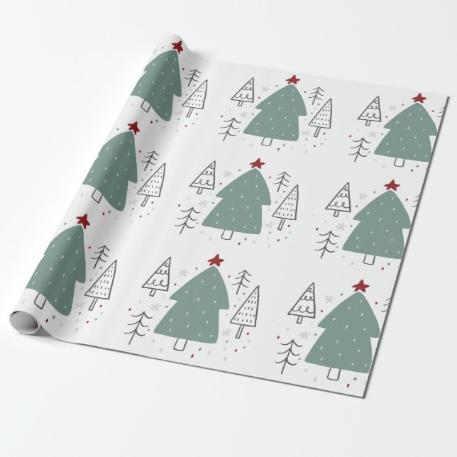Papel De Presente Natal ilustrado de verde e preto  (Desenrolado)