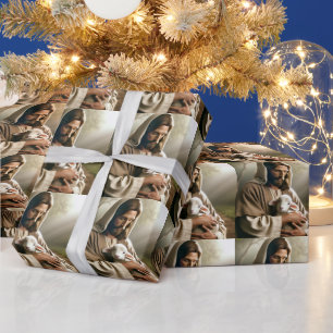 PAPEL DE PRESENTE NATAL JESUS E CORDEIRO
