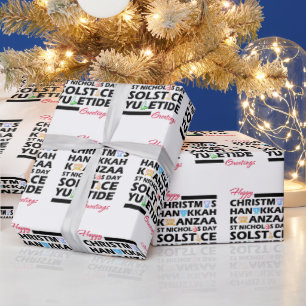 Papel De Presente Natal Kwanzaa Hanukkah Solstice Yuletide