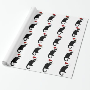Papel De Presente Natal Le Chat Noir Com Santa Hat