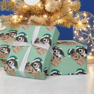 Papel De Presente Natal Leonberger e Bernese Mountain Dog