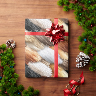 Papel De Presente Natal Listras Preto Branco Laranja Dourado