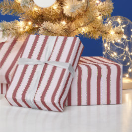 Papel De Presente Natal Listras Rosa Bege Vermelho