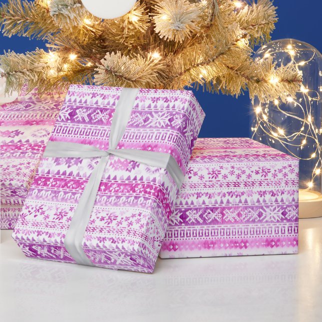 Papel De Presente Natal Listras Rosa Branco Aconchegantes (Feriados)