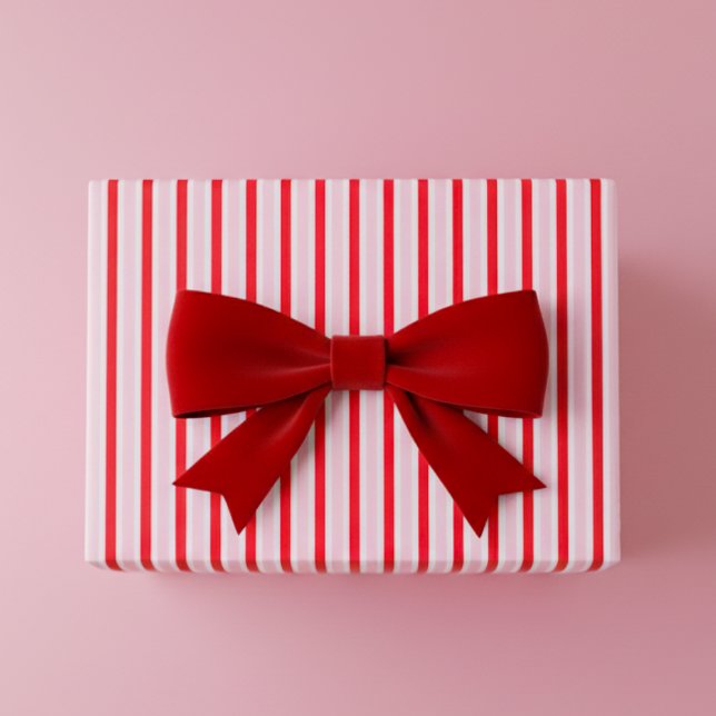 Papel De Presente Natal Listras Rosa Moderno Vermelho (Criador carregado)