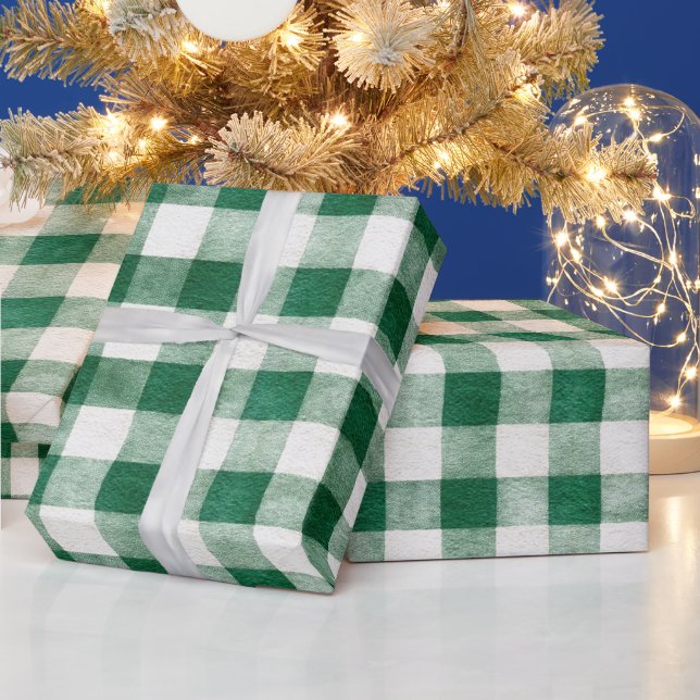 Papel De Presente Natal Listras Xadrez Verde (Feriados)