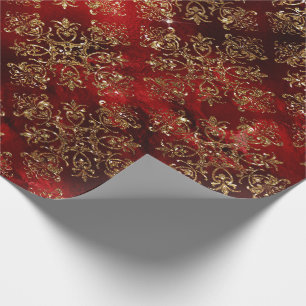 Papel De Presente Natal Luxuoso Festa de Natal Brilho Damasco Elegan