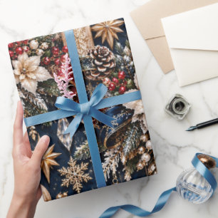 Papel De Presente Natal Luxuoso Meia-Noite