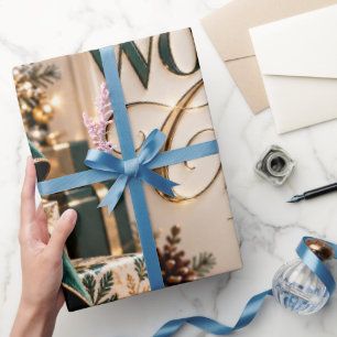 Papel De Presente Natal Maravilhoso Esmeralda Dourado