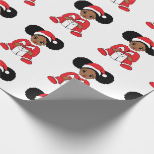 Papel De Presente Natal Melanina Papai Noel Preto Xmas Bruh Irmã