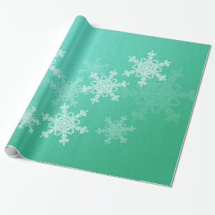 Papel De Presente Natal Minimalista em Flocos de Neve Brancos