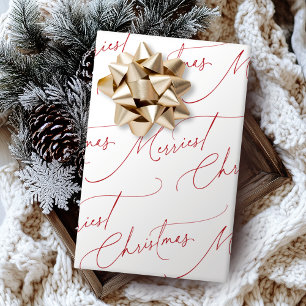 Papel De Presente Natal Minimalista Moderno Script O Mais Alegre Nat