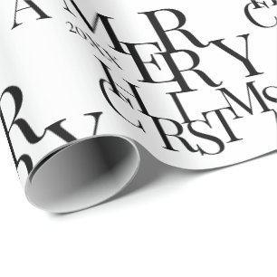 Papel De Presente Natal Mínimo e Negro Moderno e Branco