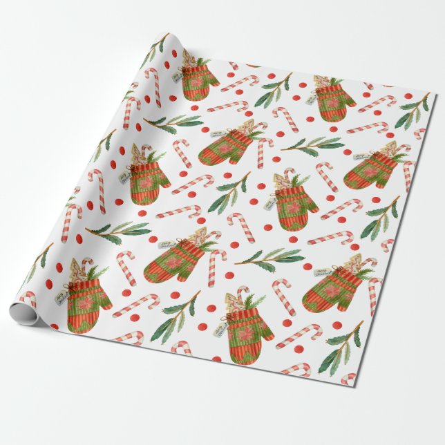Papel De Presente Natal Mittens (Desenrolado)
