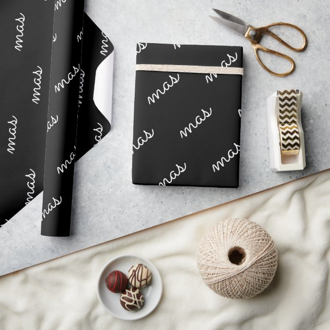 Papel De Presente Natal Moderno Chic Preto e Branco Padrão (Artesanato)