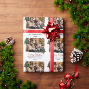Papel De Presente Natal Moderno com Fotos Personalizadas da Família