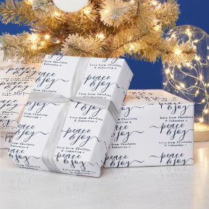 Papel De Presente Natal moderno da tipografia da paz e da alegria
