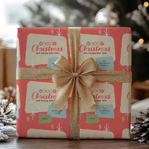 Papel De Presente Natal Moderno do século Médio Retroativo