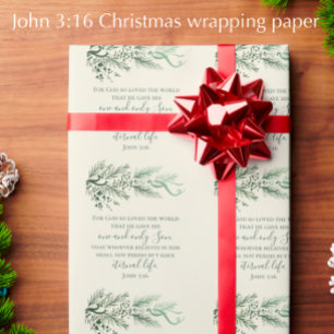 Papel De Presente Natal Moderno Extraordinário de Bíblia John 3:16