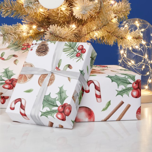 Papel De Presente Natal Moderno Rosa Quente (Feriados)