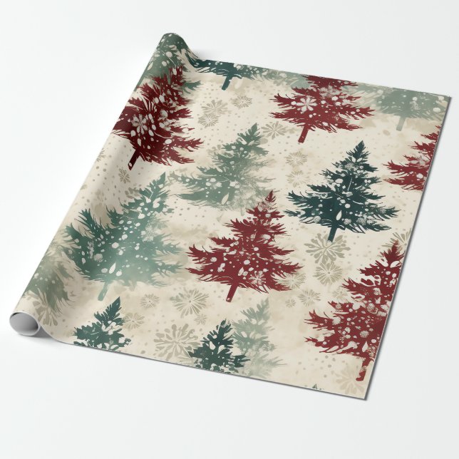 Papel De Presente Natal Moderno Rosa Quente (Desenrolado)