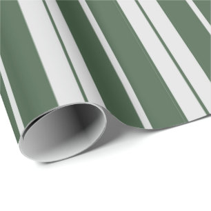 Papel De Presente Natal Moderno Verde com Listras Brancas