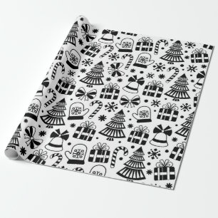 Papel De Presente Natal monocromático