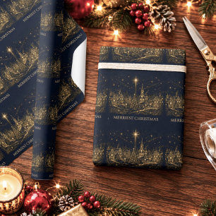 Papel De Presente Natal nas Estrelas Vila de Natal