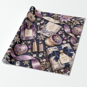 Papel De Presente Natal Naval Azul Parisiense