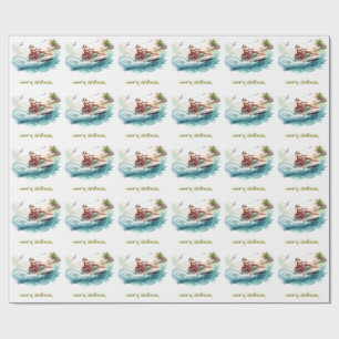 Papel De Presente Natal no Jet Ski com Papai Noel
