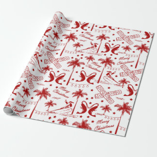Papel De Presente Natal no Tropical Austrália Red Toile 